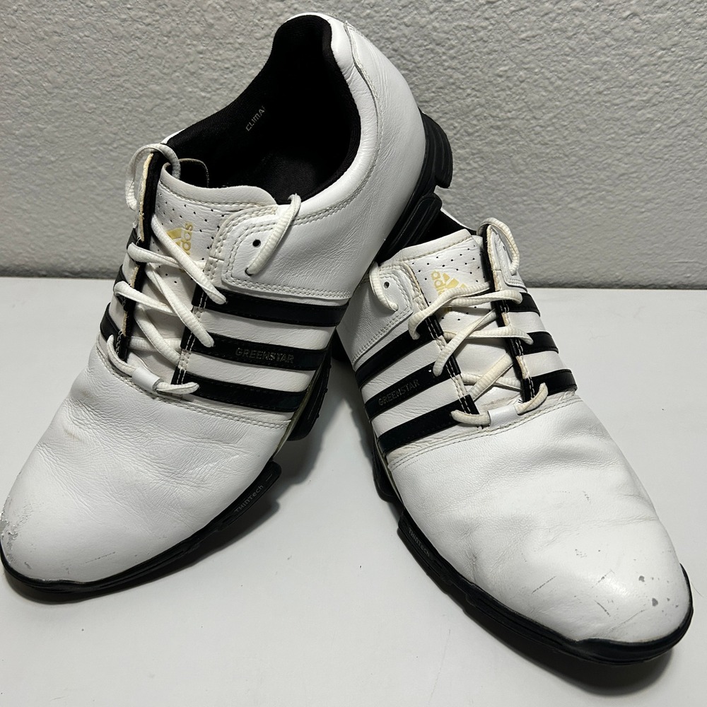 Adidas Greenstar Mens Golf Shoes White Black Leather 670673 Size 11.5